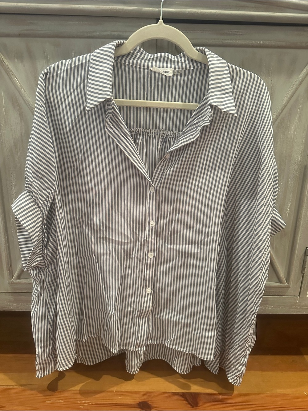 Striped Button-Front Women's Blouse - Blue & White